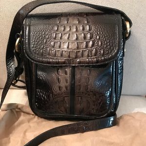 Leather croco stamped crossbody bag